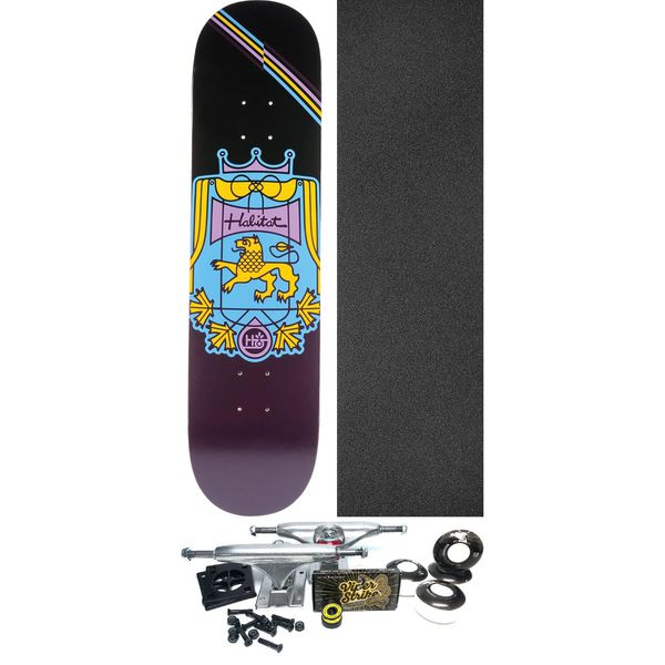Habitat Skateboards Coat Of Arms Purple Skateboard Deck - 8" x 31.625" - Complete Skateboard Bundle